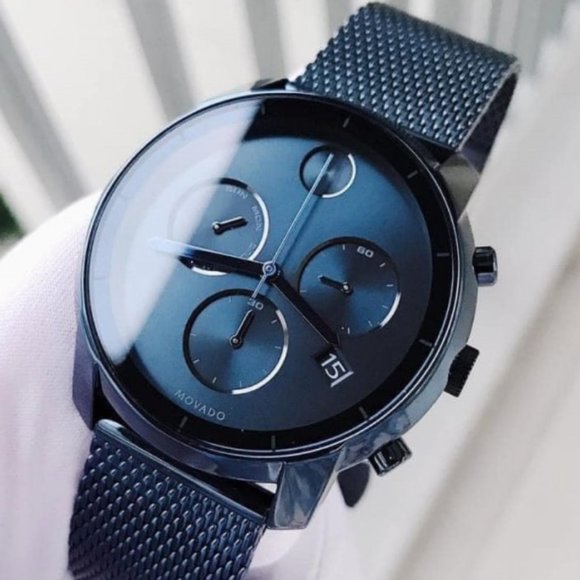 Movado Blue Accent 40mm Men's Watch - Picture 1 of 7